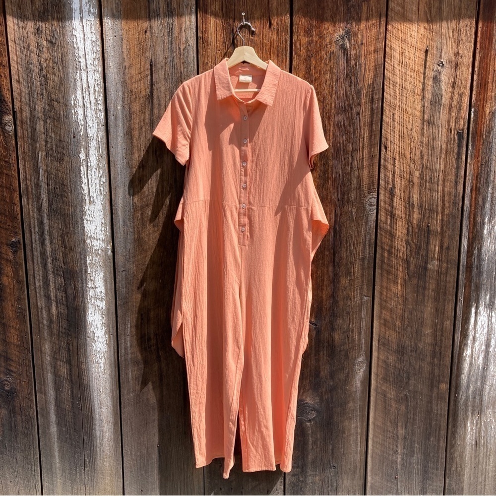 Sukiso Women's cotton peachy orange jumpsuit from anthropologie size medium